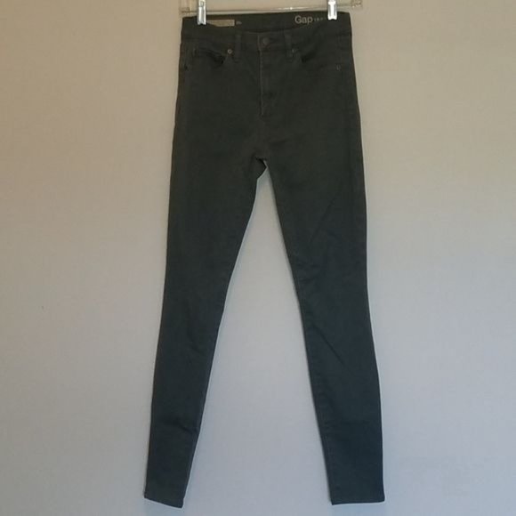 Jeans Gap 1969 True Skinny High Rise Green Denim Size 26 R WOMEN'S WOMAN'S - Picture 4 of 9